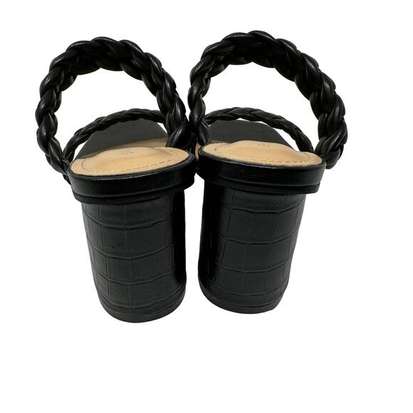 Sincerely Jules Women's Size 7.5 Iris Block Heel Braided Strap Sandals Black NEW - Picture 4 of 6